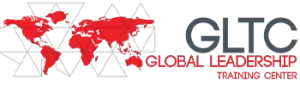 Global Leadership Training Center Logo. World map in red